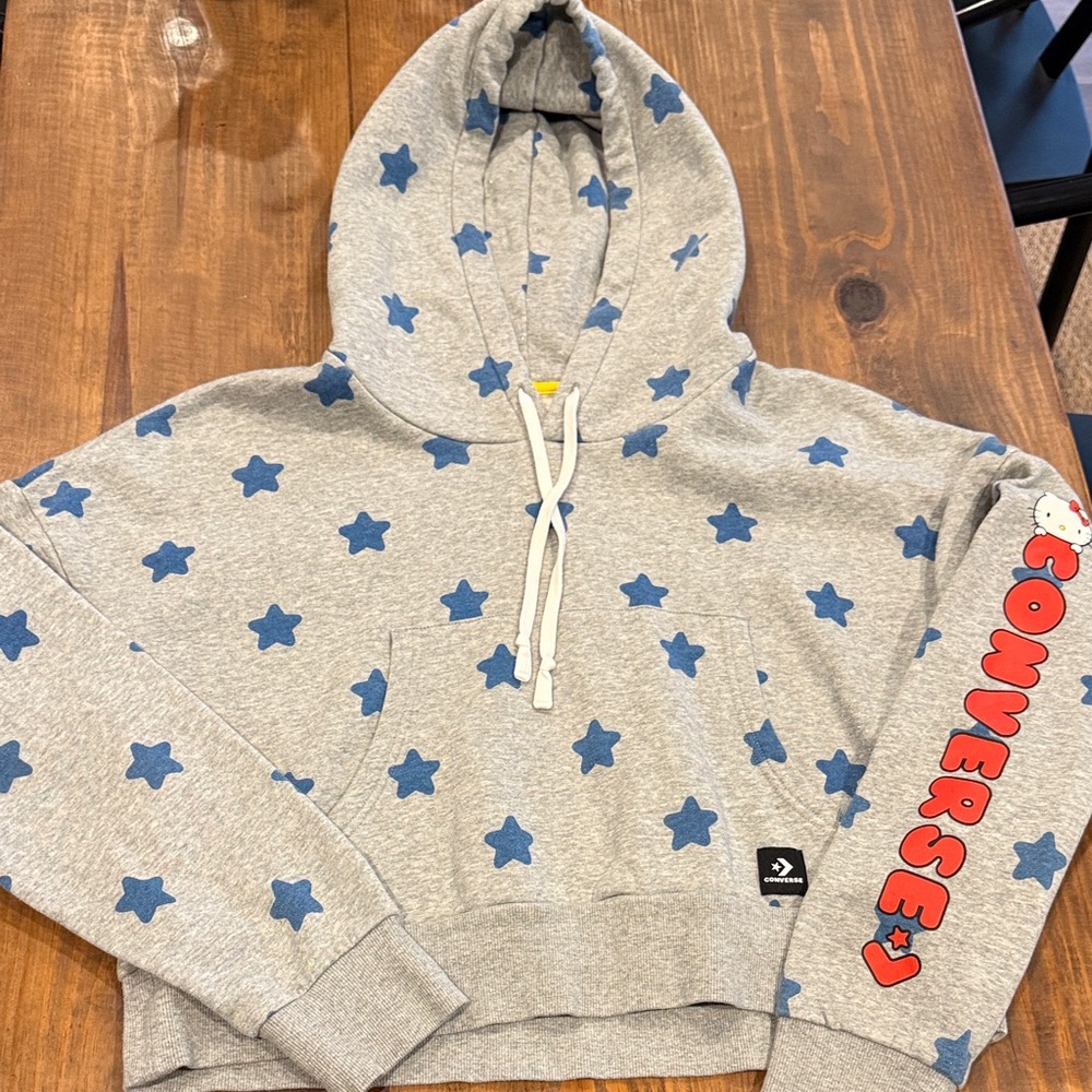 Converse Gray Hoodie with Blue Star Design x Hello Kitty, XL